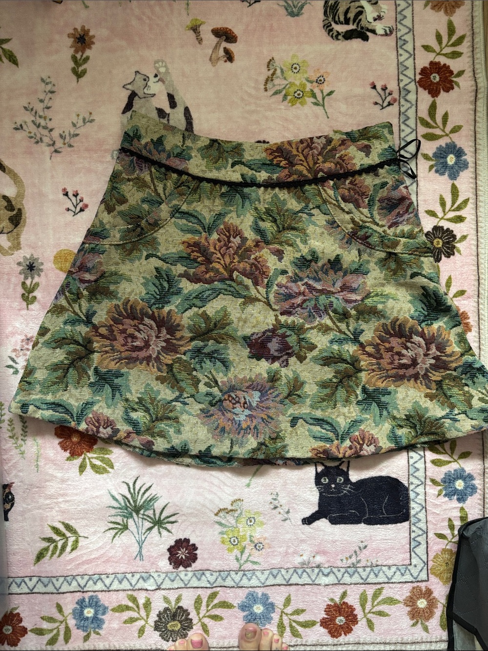 Free People Floral Tapestry A-Line Mini Skirt - Green Floral